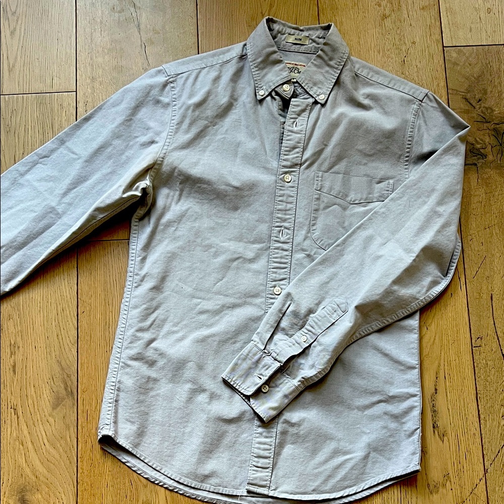 J. Crew Light Gray Men’s Casual Button-Down Shirt